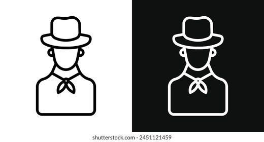 Old West Cowboy Icon Set Featuring Retro Bandit Vectors in Dual-tone Styles