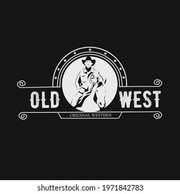 Old West Design Illustration for T Shirt,Cowboy Vector Logo 