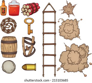 Old west items. Vector clip art illustration with simple gradients. Each item on a separate layer.