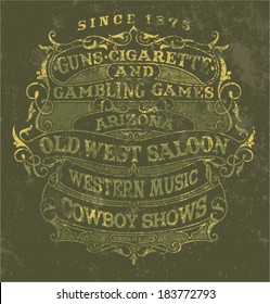 Old west style poster - Vintage vector label in custom colors, grunge effect in separate layers