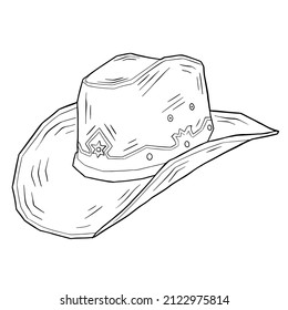 Old west, texas cowboy hat. Outline hand drawn illustration. Digital art