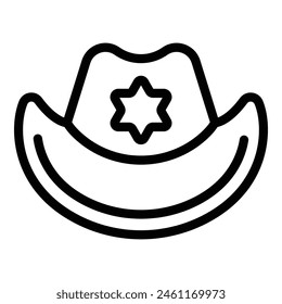 Old western marshal hat icon outline vector. Sheriff headgear. Police officer head accessory