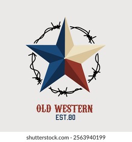 Old Western Star Logo with Barbed Wire and Vintage Design