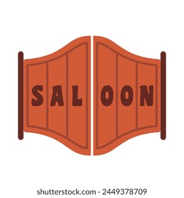 Old western swinging saloon door, vector illustration