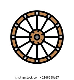 old wheel color icon vector. old wheel sign. isolated symbol illustration