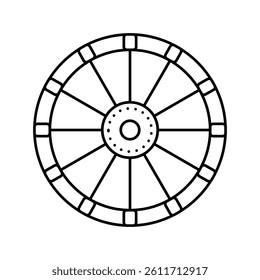 old wheel line icon vector. old wheel sign. isolated contour symbol black illustration