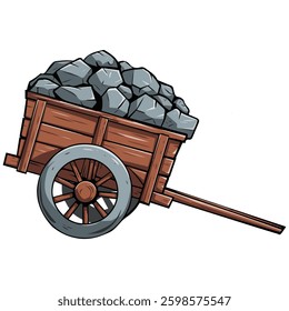 Old wheelbarrow isolated vector illustration on white background