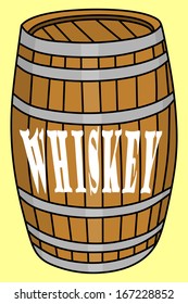 old whiskey barrel, wooden barrel, illustration