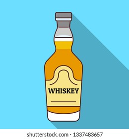 Old whiskey bottle icon. Flat illustration of old whiskey bottle vector icon for web design