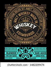 Old Whiskey label with vintage frame