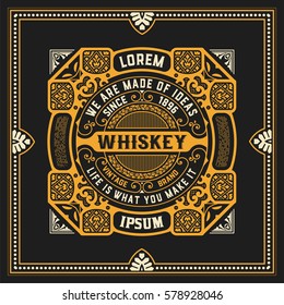 Old Whiskey label with vintage frame