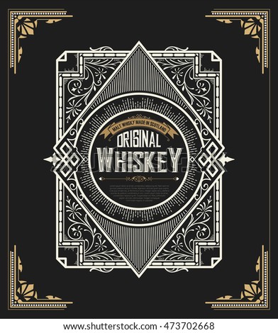Old Whiskey label and vintage frame