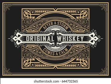 Old Whiskey label with vintage frames