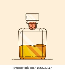 Old Whisky Bottle icon vector design. bottle or flask with orange liquid isolated on background.