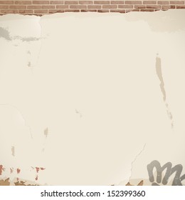 Old white cracked wall - eps 10 vector