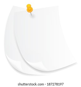 Old white sheets of paper on a white background