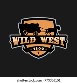 Old Wild West. Logo of emblem on a dark background.