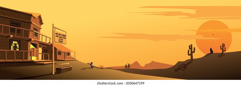Old Wild West Salon and Prairie Sunset