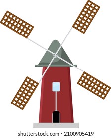 Old windmill, illustration, vector on a white background.
