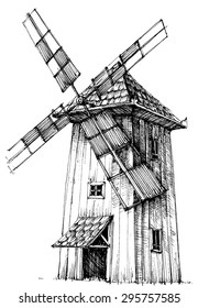 Old Windmill Isolated