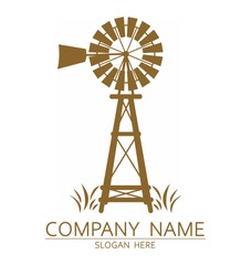 Old Windmill Logo Design Vector