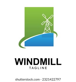 Old Windmill Logo Design Vector