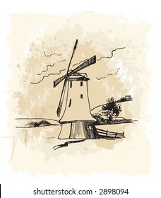Old WindMill vectorized from manual artwork