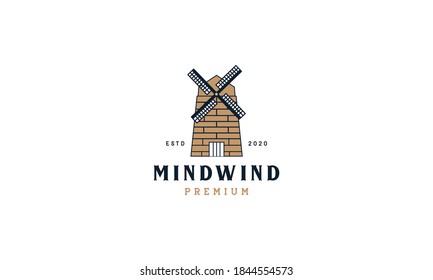 old windmill vintage logo vector icon design