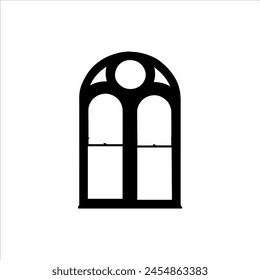 Old window frame silhouette isolated on white background. Window frame icon vector illustration.