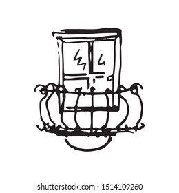 old window freehand drawing vector sketch