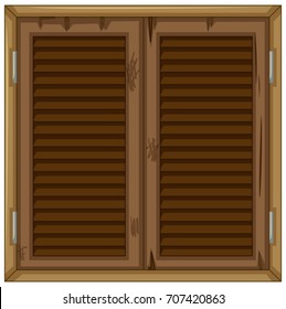 Vieja ventana hecha de ilustración de madera