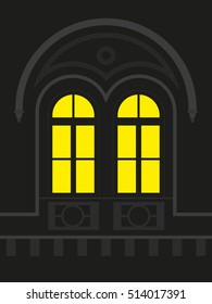 Old window - silhouette - vector graphic