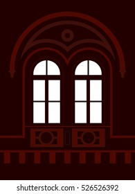 Old window - silhouette - vector graphic