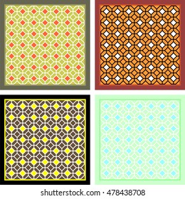 Old windows with medieval motifs of various colors