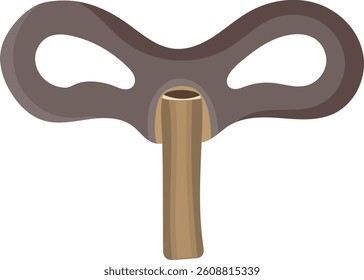 Old Windup Toy Key Illustration Isolated on White Background