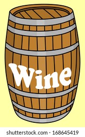 old wine barrel, wooden barrel, illustration