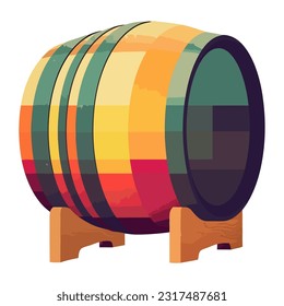 Old winery celebrates with full barrel kegs icon isolated