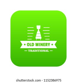 Old winery icon green vector isolated on white background