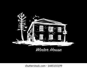 Old winter house, sketch for your design