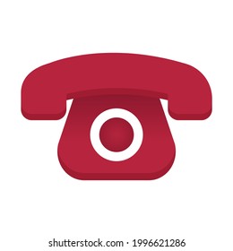 Old wired phone, flat icon pixel-perfect for web or print usage.