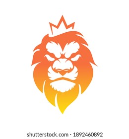 old wise king lion using crown king of forest jungle kingdom vector illustration vector logo design