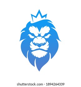 old wise king lion using crown king of forest jungle kingdom vector illustration vector logo design