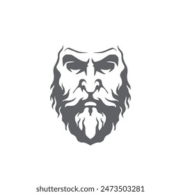 Old wise man face head vector design logo illustration