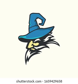 old wise strong magical wizard vector logo design