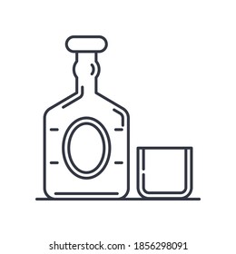 Icono de Wiskey antiguo, ilustración lineal aislada, vector de línea delgada, signo de diseño web, símbolo de concepto de contorno con trazo editable sobre fondo blanco.