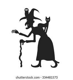 Old witch with animals