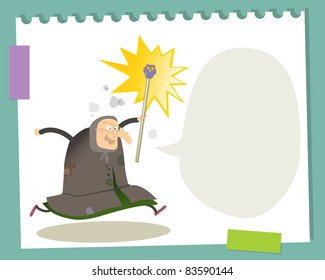 old witch cartoon vector funny character