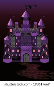 Old witch castle, vector illustration