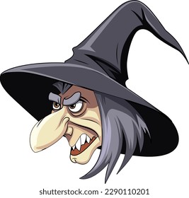 Old Witch Face Cartoon illustration