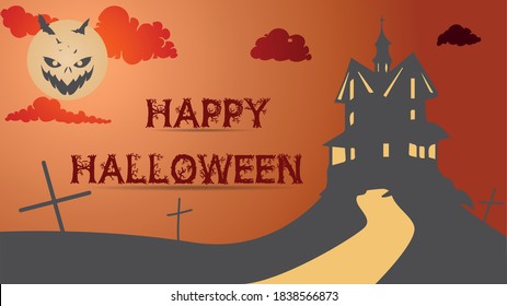 
The old witch flies on a broomstick in the night sky against the background of the full moon. Vector illustration.
